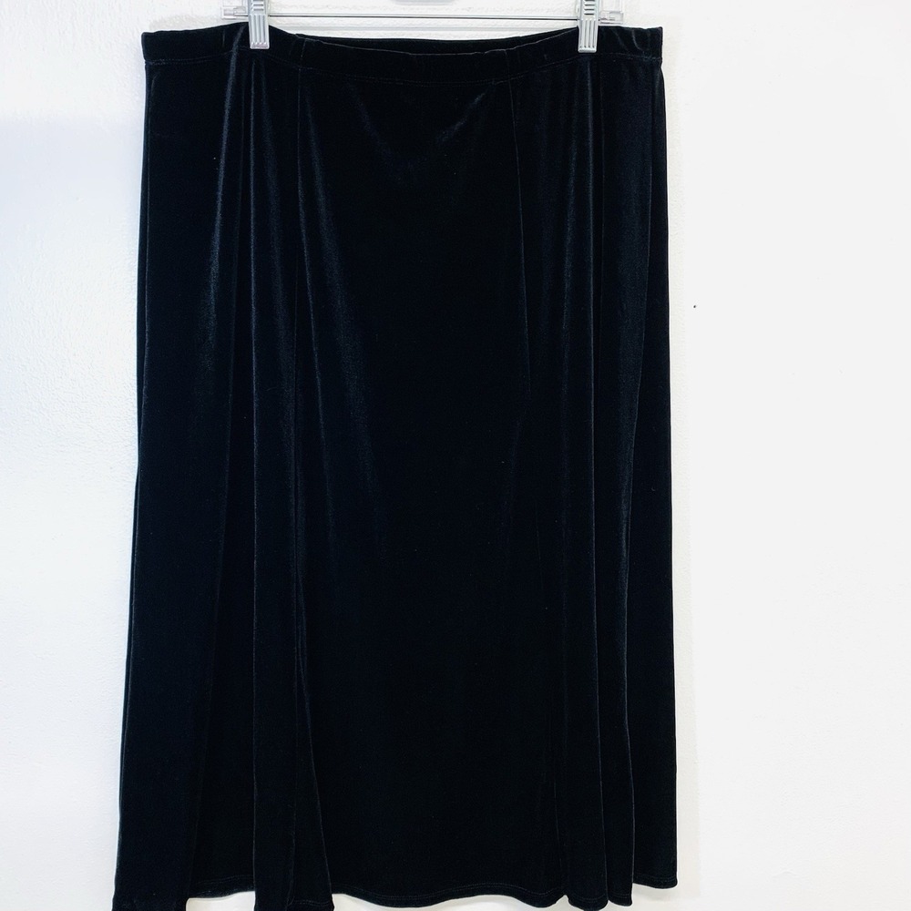 Elementz Black Velvet Maxi Skirt Size 1X  Elastic Waist A Line Whimsygoth Party